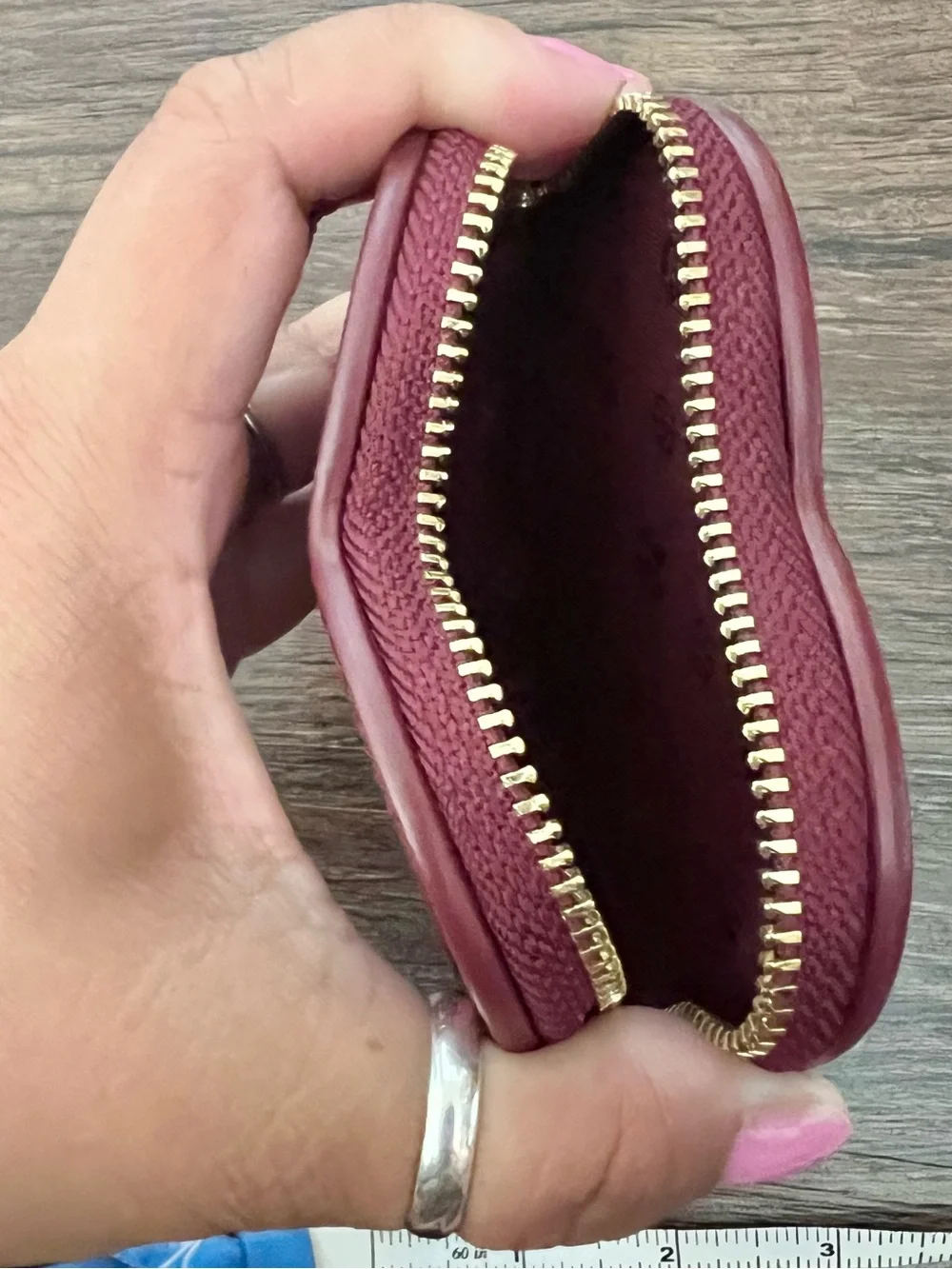 Tory Burch Heart Key & Coin Holder in Pink and Burgundy
